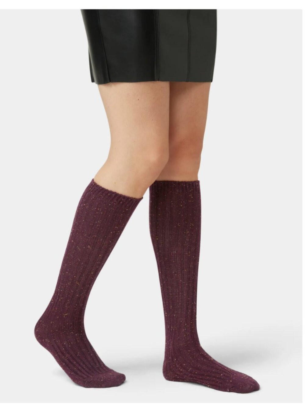 HUE - Burgundy Flecked Knee Socks